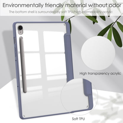 For Samsung Galaxy Tab S9 FE / S10 FE Acrylic 3-folding Smart Leather Tablet Case with Pen Slot(Lavender) by bashfashion