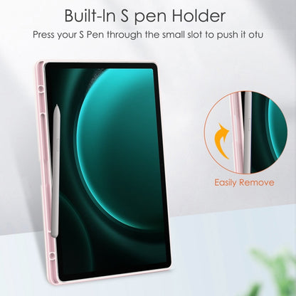 For Samsung Galaxy Tab S9 FE+ / S10+ Acrylic 3-folding Smart Leather Tablet Case with Pen Slot(Pink) by bashfashion