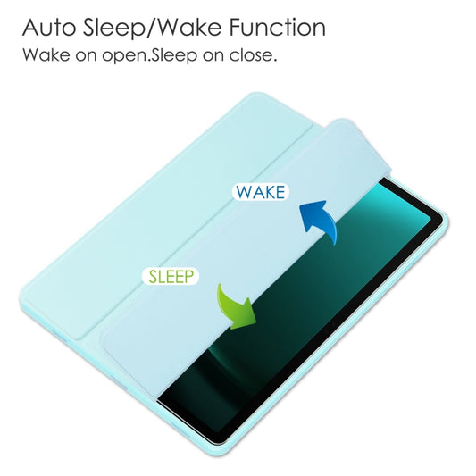 For Samsung Galaxy Tab S9 FE+ / S10+ Acrylic 3-folding Smart Leather Tablet Case with Pen Slot(Sky Blue) by bashfashion