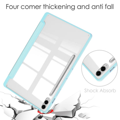 For Samsung Galaxy Tab S9 FE+ / S10+ Acrylic 3-folding Smart Leather Tablet Case with Pen Slot(Sky Blue) by bashfashion