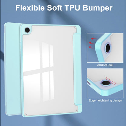 For Samsung Galaxy Tab A9+ Acrylic 3-folding Smart Leather Tablet Case with Pen Slot(Sky Blue) by bashfashion