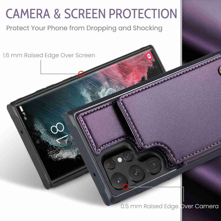 For Samsung Galaxy S22 Ultra 5G CaseMe C22 Card Slots Holder RFID Anti-theft Phone Case(Purple) by CaseMe
