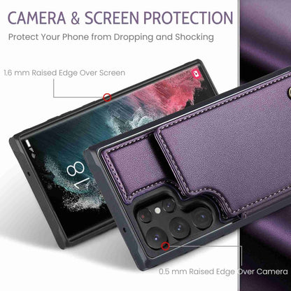For Samsung Galaxy S22 Ultra 5G CaseMe C22 Card Slots Holder RFID Anti-theft Phone Case(Purple) by CaseMe