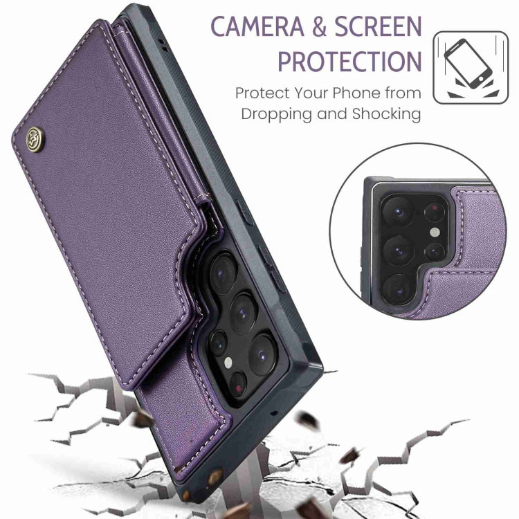 For Samsung Galaxy S22 Ultra 5G CaseMe C22 Card Slots Holder RFID Anti-theft Phone Case(Purple) by CaseMe