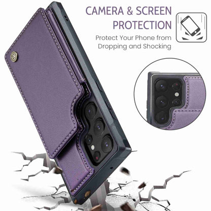 For Samsung Galaxy S22 Ultra 5G CaseMe C22 Card Slots Holder RFID Anti-theft Phone Case(Purple) by CaseMe