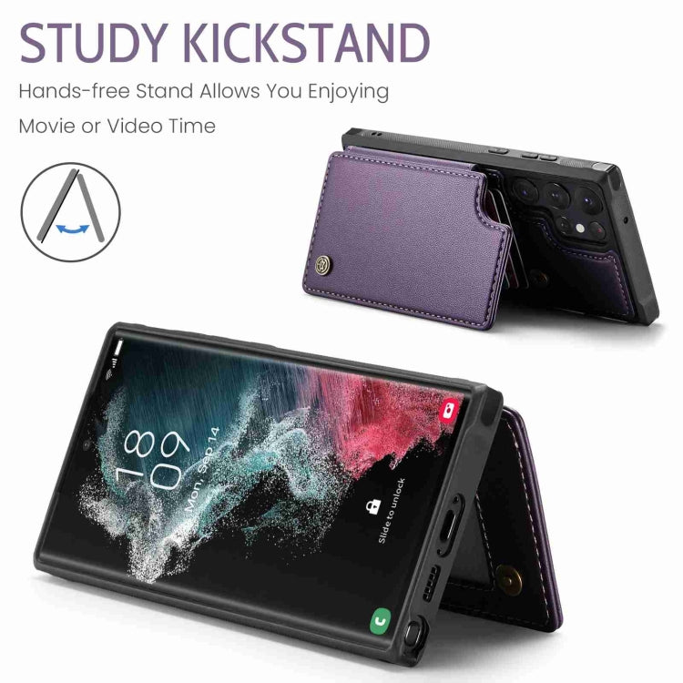 For Samsung Galaxy S22 Ultra 5G CaseMe C22 Card Slots Holder RFID Anti-theft Phone Case(Purple) by CaseMe