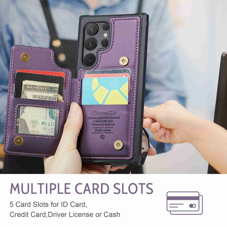 For Samsung Galaxy S22 Ultra 5G CaseMe C22 Card Slots Holder RFID Anti-theft Phone Case(Purple) by CaseMe