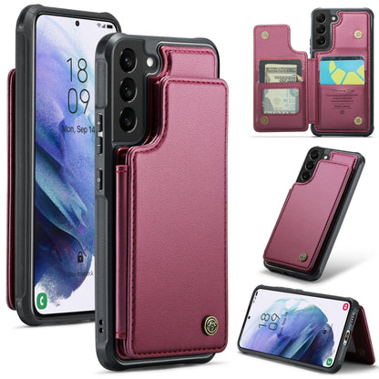 For Samsung Galaxy S21 5G CaseMe C22 Card Slots Holder RFID Anti-theft Phone Case(Wine Red) by CaseMe