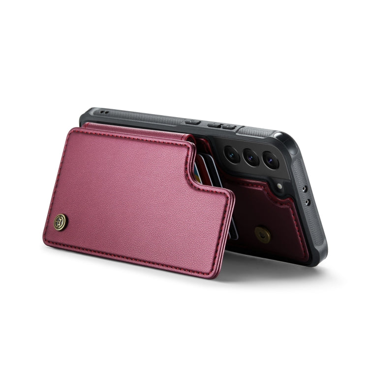 For Samsung Galaxy S21 5G CaseMe C22 Card Slots Holder RFID Anti-theft Phone Case(Wine Red) by CaseMe