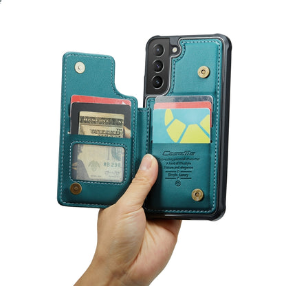 For Samsung Galaxy S21+ 5G CaseMe C22 Card Slots Holder RFID Anti-theft Phone Case(Blue Green) by CaseMe