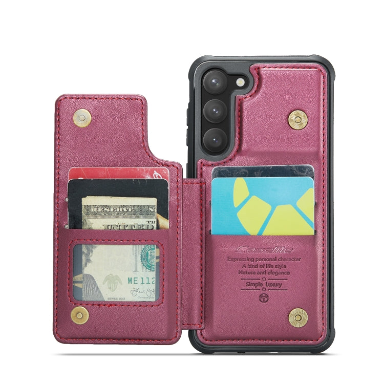 For Samsung Galaxy S23 5G CaseMe C22 Card Slots Holder RFID Anti-theft Phone Case(Wine Red) by CaseMe