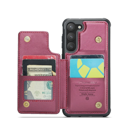 For Samsung Galaxy S23 5G CaseMe C22 Card Slots Holder RFID Anti-theft Phone Case(Wine Red) by CaseMe