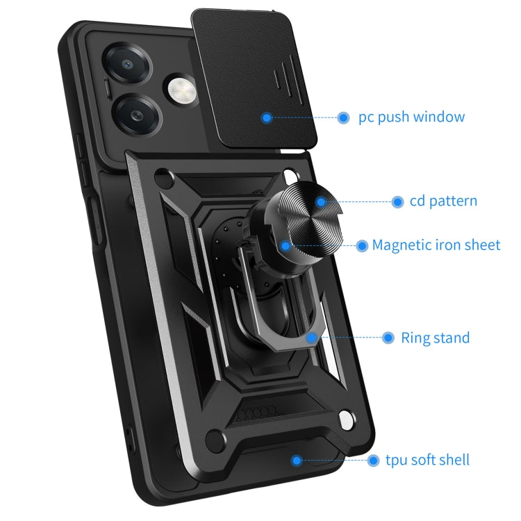 For OPPO A3x 5G India / A3x 4G Sliding Camera Cover Design TPU+PC Phone Case(Black) by bashfashion