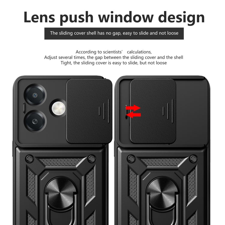 For OPPO A3x 5G India / A3x 4G Sliding Camera Cover Design TPU+PC Phone Case(Black) by bashfashion