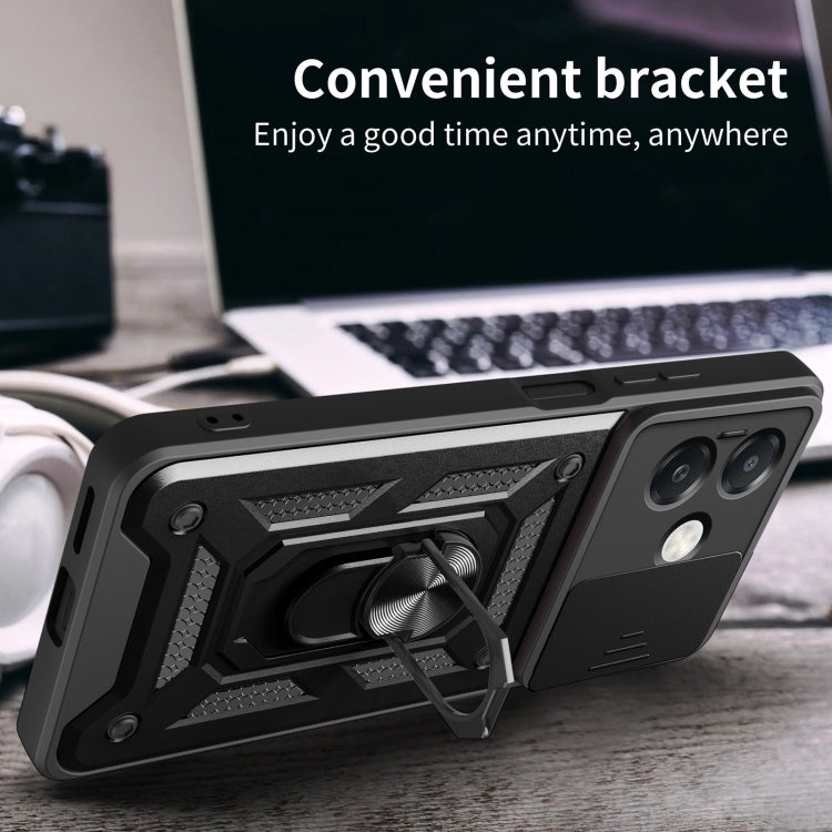 For OPPO A3x 5G India / A3x 4G Sliding Camera Cover Design TPU+PC Phone Case(Black) by bashfashion