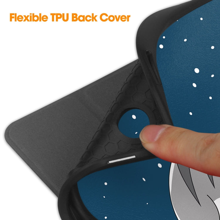 For Samsung Galaxy Tab A9+ Painted 3-folding Holder TPU Smart Leather Tablet Case(Lazy Cat) by bashfashion