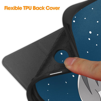 For Samsung Galaxy Tab A9+ Painted 3-folding Holder TPU Smart Leather Tablet Case(Lazy Cat) by bashfashion