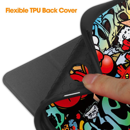 For Samsung Galaxy Tab A9+ Painted 3-folding Holder TPU Smart Leather Tablet Case(Graffiti) by bashfashion