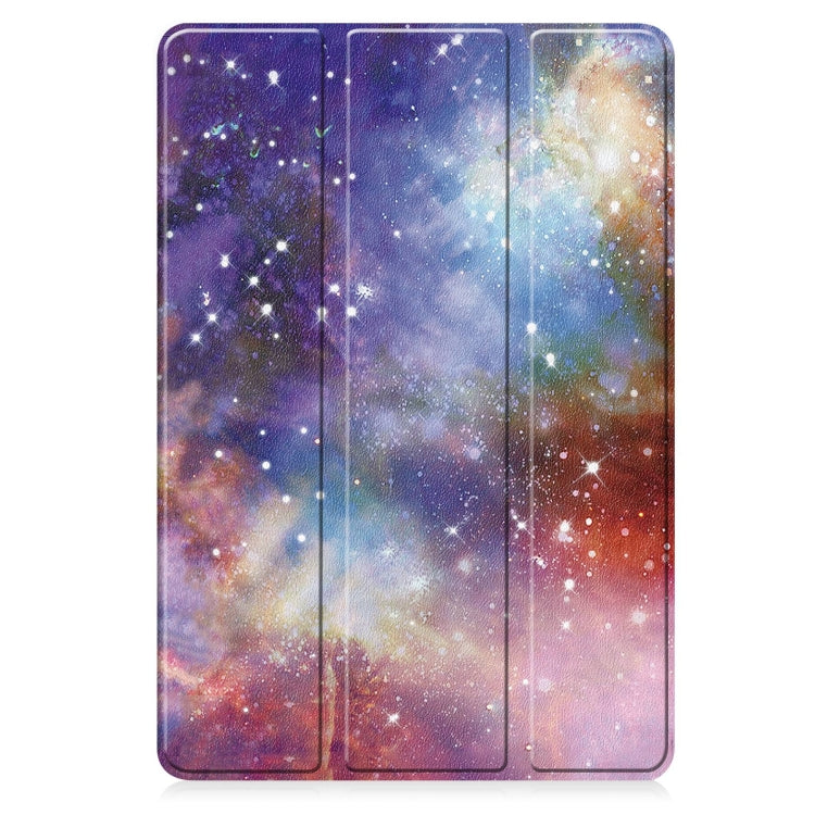 For Samsung Galaxy Tab A9+ Painted 3-folding Holder TPU Smart Leather Tablet Case(Milky Way Nebula) by bashfashion