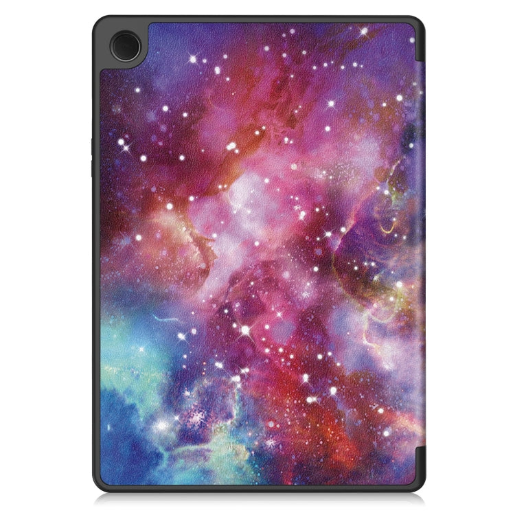 For Samsung Galaxy Tab A9+ Painted 3-folding Holder TPU Smart Leather Tablet Case(Milky Way Nebula) by bashfashion
