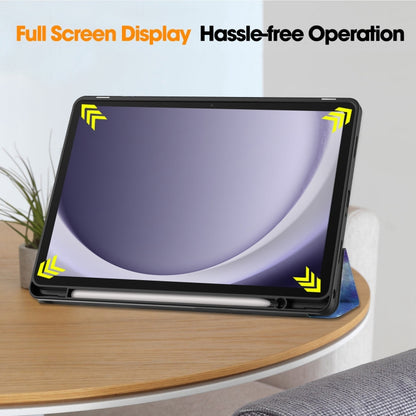 For Samsung Galaxy Tab A9+ Painted 3-folding Holder TPU Smart Leather Tablet Case(Milky Way Nebula) by bashfashion