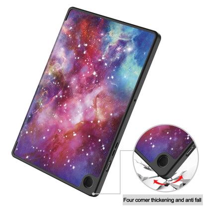 For Samsung Galaxy Tab A9+ Painted 3-folding Holder TPU Smart Leather Tablet Case(Milky Way Nebula) by bashfashion