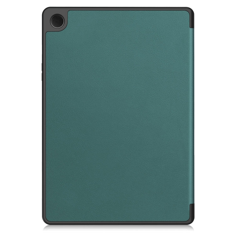 For Samsung Galaxy Tab A9+ Custer 3-folding Holder TPU Smart Leather Tablet Case(Dark Green) by bashfashion