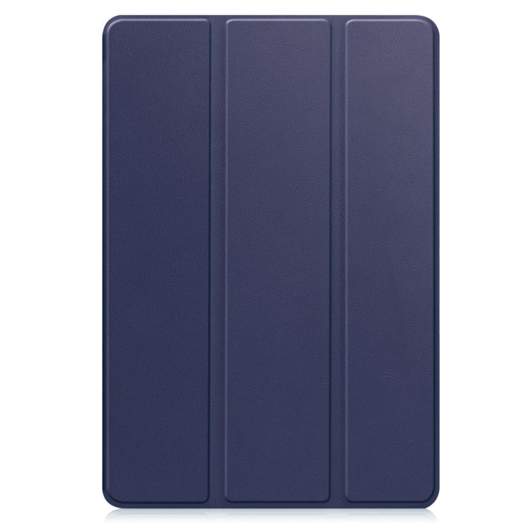 For Samsung Galaxy Tab A9+ Custer 3-folding Holder TPU Smart Leather Tablet Case(Dark Blue) by bashfashion