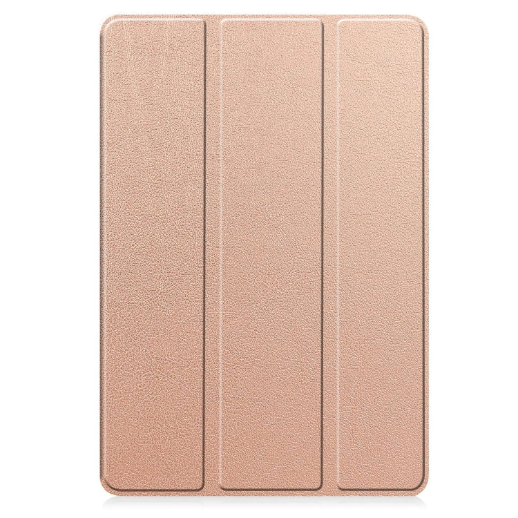 For Samsung Galaxy Tab A9+ Custer 3-folding Holder TPU Smart Leather Tablet Case(Rose Gold) by bashfashion