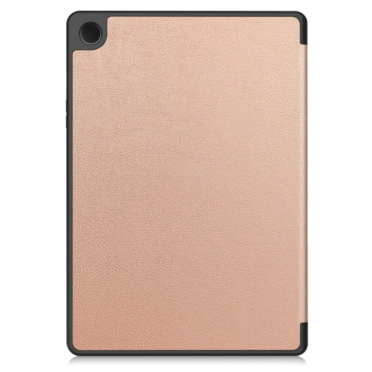 For Samsung Galaxy Tab A9+ Custer 3-folding Holder TPU Smart Leather Tablet Case(Rose Gold) by bashfashion
