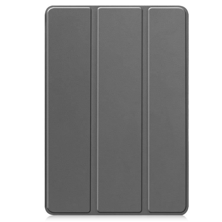 For Samsung Galaxy Tab S10 FE+ Custer 3-folding Holder TPU Smart Leather Tablet Case(Grey) by bashfashion