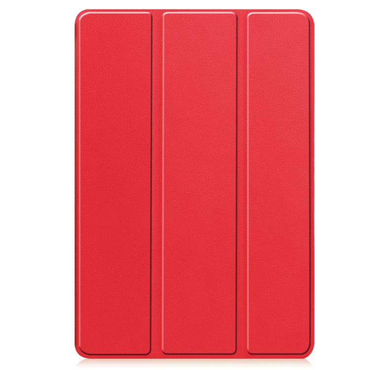 For Samsung Galaxy Tab S10 FE+ Custer 3-folding Holder TPU Smart Leather Tablet Case(Red) by bashfashion