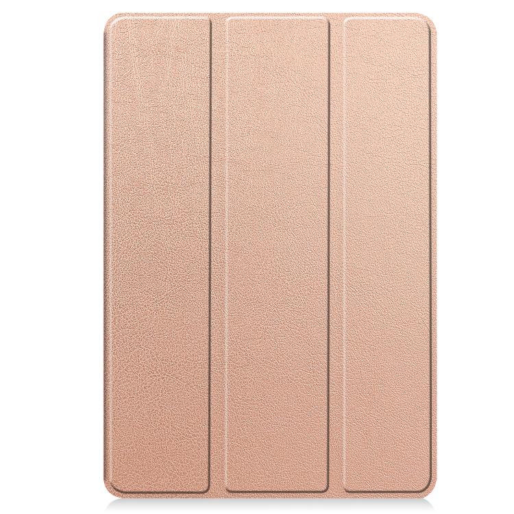 For Samsung Galaxy Tab S10 FE+ Custer 3-folding Holder TPU Smart Leather Tablet Case(Rose Gold) by bashfashion