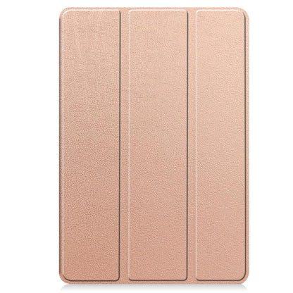 For Samsung Galaxy Tab S10 FE+ Custer 3-folding Holder TPU Smart Leather Tablet Case(Rose Gold) by bashfashion