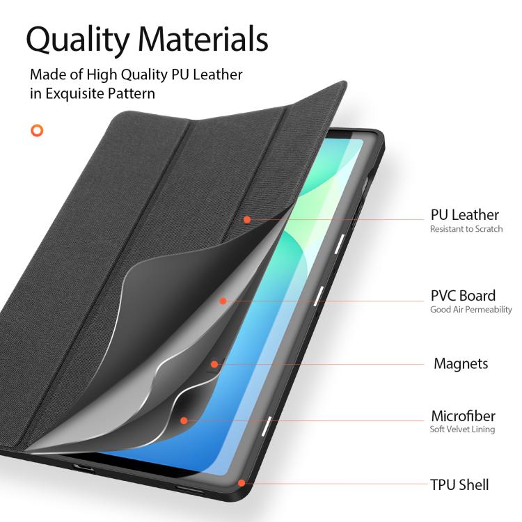 For Samsung Galaxy Tab S10 FE+ DUX DUCIS Domo Series Magnetic Flip Leather Tablet Case(Black) by DUX DUCIS