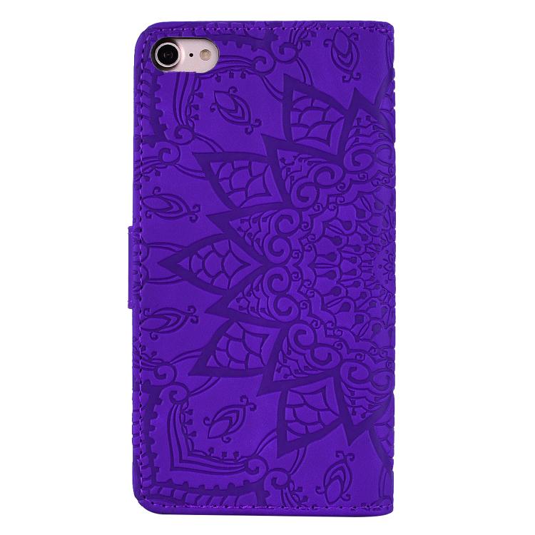 For iPhone 16e Mandala Embossed Dual-Fold Calf Leather Phone Case(Purple) by bashfashion