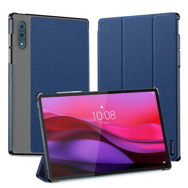 For Lenovo Yoga Tab Plus DUX DUCIS Domo Series Magnetic Flip Leather Tablet Case(Blue) by DUX DUCIS