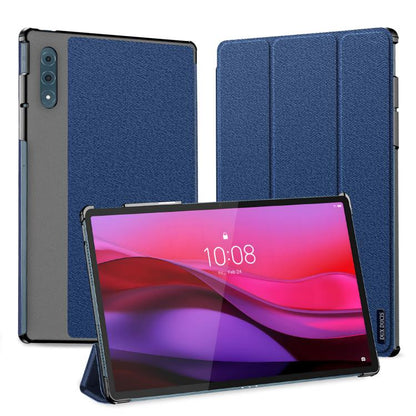 For Lenovo Yoga Tab Plus DUX DUCIS Domo Series Magnetic Flip Leather Tablet Case(Blue) by DUX DUCIS