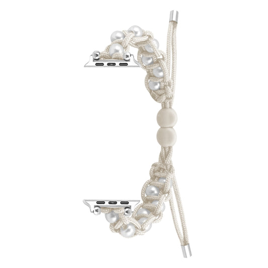 For Apple Watch Ultra 2 49mm Paracord Gypsophila Beads Drawstring Braided Watch Band(White) by bashfashion