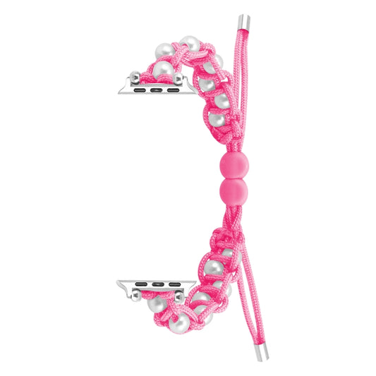 For Apple Watch Series 4 40mm Paracord Gypsophila Beads Drawstring Braided Watch Band(Pink) by bashfashion