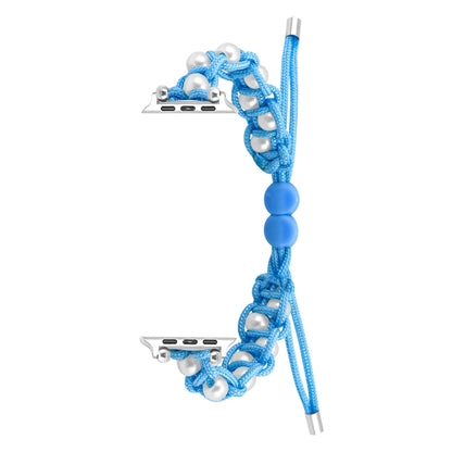 For Apple Watch Series 4 40mm Paracord Gypsophila Beads Drawstring Braided Watch Band(Blue) by bashfashion