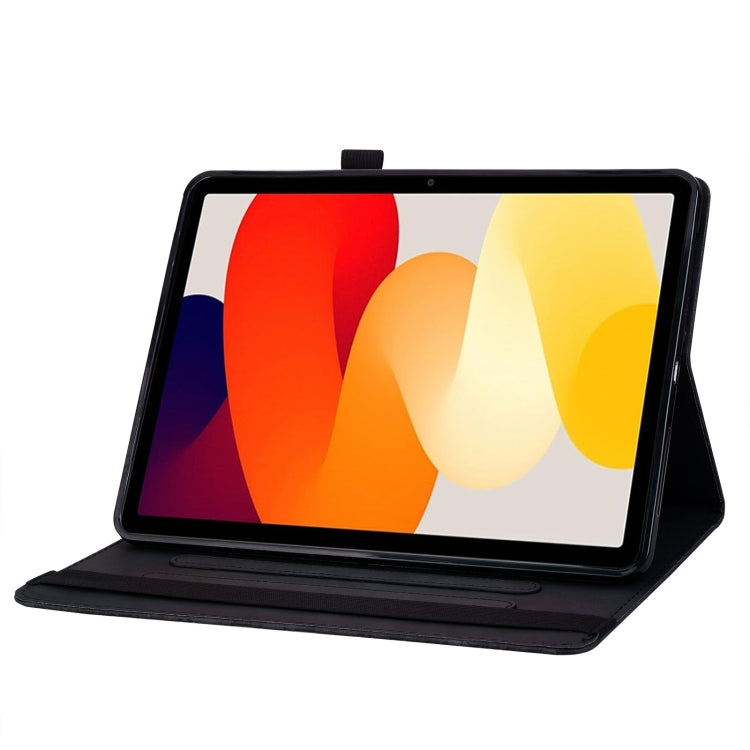 For Xiaomi Redmi Pad SE Calf Texture Embossed Leather Tablet Case(Black) by bashfashion
