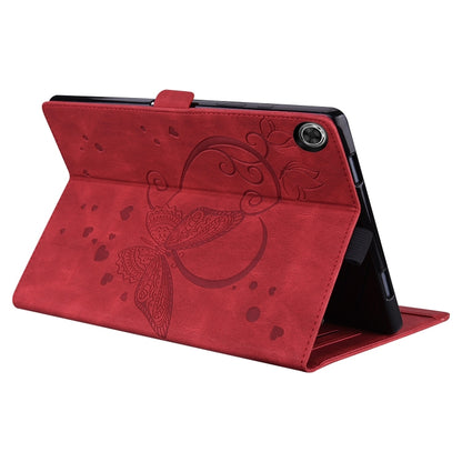 For Samsung Galaxy Tab A9 / A11 Love Butterfly Embossed Leather Tablet Case(Red) by bashfashion