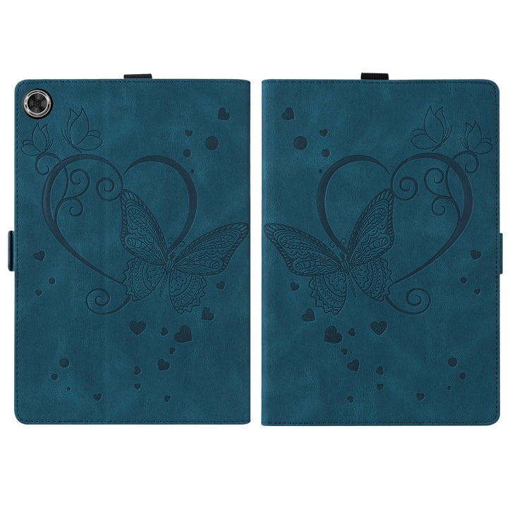 For Samsung Galaxy Tab A9 / A11 Love Butterfly Embossed Leather Tablet Case(Blue) by bashfashion