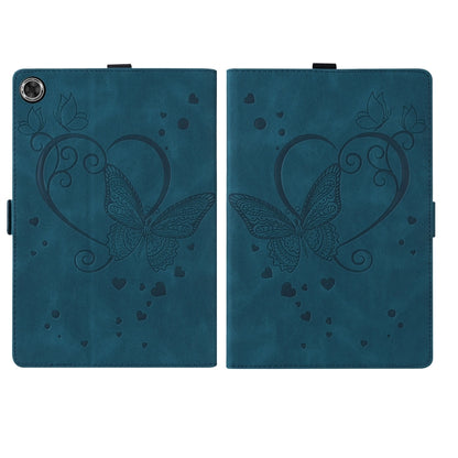 For Samsung Galaxy Tab A9 / A11 Love Butterfly Embossed Leather Tablet Case(Blue) by bashfashion