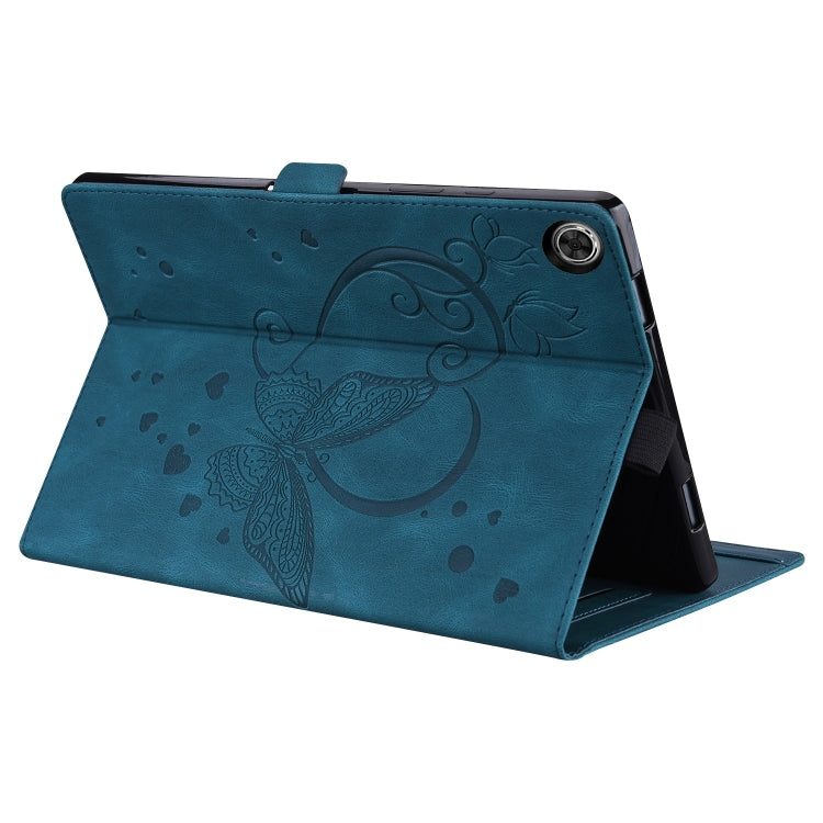 For Samsung Galaxy Tab A9 / A11 Love Butterfly Embossed Leather Tablet Case(Blue) by bashfashion