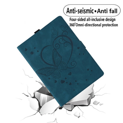 For Samsung Galaxy Tab A9 / A11 Love Butterfly Embossed Leather Tablet Case(Blue) by bashfashion