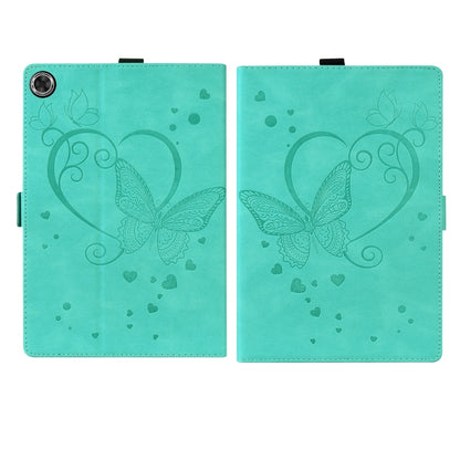 For Samsung Galaxy Tab A9+ / A11+ Love Butterfly Embossed Leather Tablet Case(Mint Green) by bashfashion