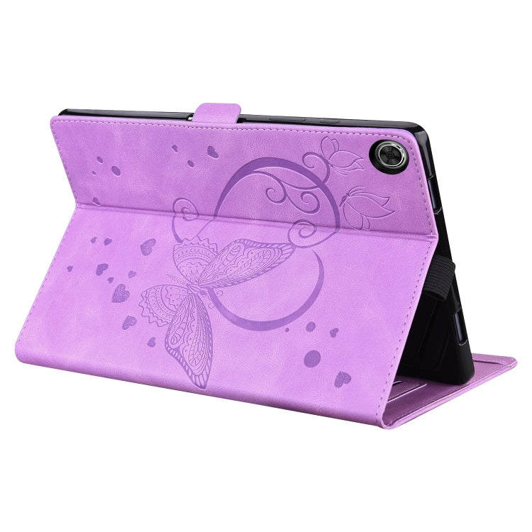 For Samsung Galaxy Tab A9+ / A11+ Love Butterfly Embossed Leather Tablet Case(Purple) by bashfashion