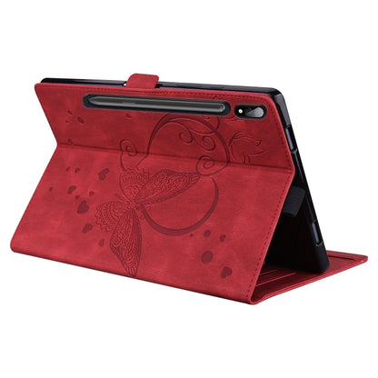 For Samsung Galaxy Tab S9 FE Love Butterfly Embossed Leather Tablet Case(Red) by bashfashion